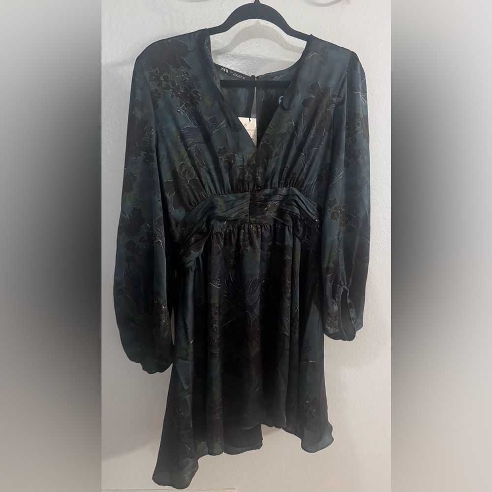 Zara Elegant Black Floral Dress